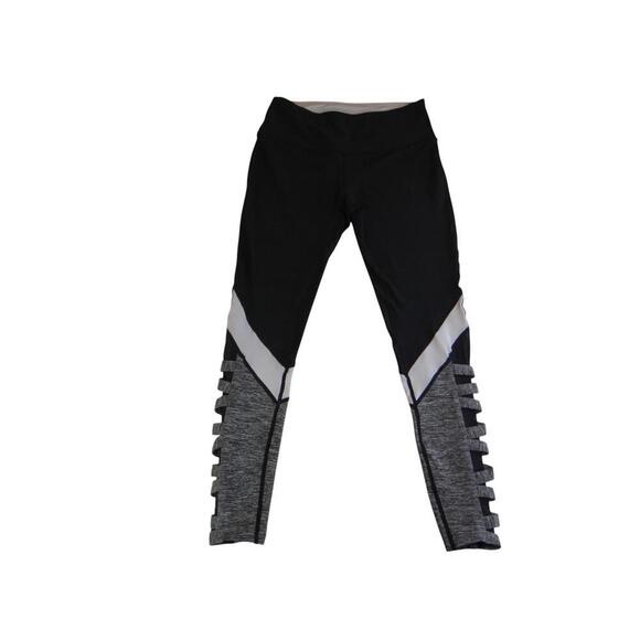Stylish Black & Gray Athletic Leggings with Unique Side Design - Picture 1 of 8